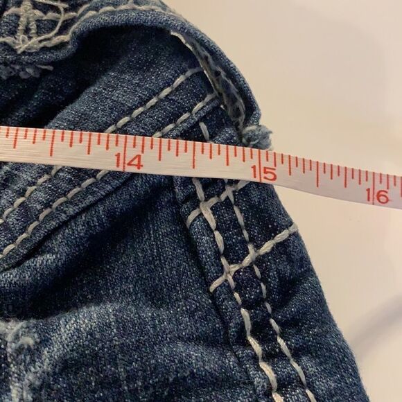 WALLFLOWER jeans size 7 two front buttons low rise crocheted embellished - Picture 11 of 14